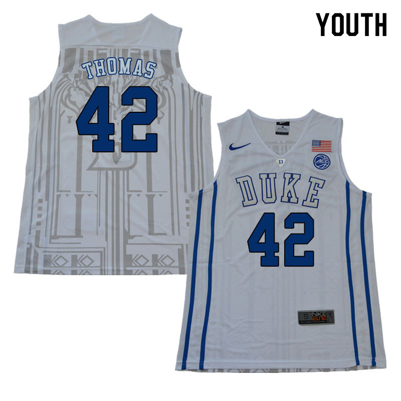 2018 Youth #42 Lance Thomas Duke Blue Devils College Basketball Jerseys Sale-White - Click Image to Close